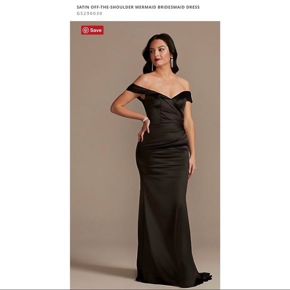 Black satin off the shoulder dress - Picture 4 of 4